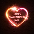Happy Valentines Day neon card. Hearts background. Royalty Free Stock Photo