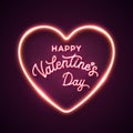 Happy Valentines Day neon letters. Lettering card. Royalty Free Stock Photo