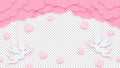 Happy Valentine\'s Day. Pink clouds or nubes and hearts with amour or cupid on a transparent background.