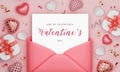 Happy valentine's day with pink envelope paper sheet. 3d rendered illustration Royalty Free Stock Photo