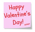 Happy Valentine's Day Pink Sticky Note Royalty Free Stock Photo