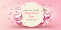 Happy ValentineÃ¢â¬â¢s Day,Pink watercolor style Royalty Free Stock Photo