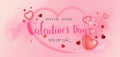 Happy ValentineÃ¢â¬â¢s Day,Pink watercolor style Royalty Free Stock Photo