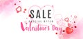 Happy ValentineÃ¢â¬â¢s Day,Pink watercolor style,Sale promotion banner Royalty Free Stock Photo