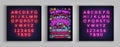 Happy Valentine`s Day poster party. Neon design template typography, neon sign, bright banner, nightlife nightclub