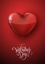 Happy Valentine\'s Day poster. Vector illustration with realistic heart baloons.