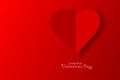 Happy Valentine\'s Day, red heart from paper. Nice holiday card