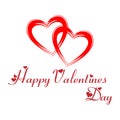 Happy Valentines day wordings with abstract two hearts crossed