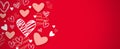 Happy Valentine`s Day. Romantic background for the decoration of the lovers` holiday. Love. A sweet heart on a red background. Royalty Free Stock Photo