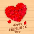 Happy Valentine's Day with rose petal heart Royalty Free Stock Photo