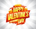 Happy Valentine`s day sale mega discounts vector poster or web banner design template
