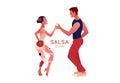 Happy Valentine`s Day. Salsa in the city. Street dancing. Beautiful couple dancing. People in love.