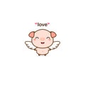 Sweet Cupid pig cartoon.