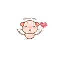 Sweet Cupid pig cartoon.