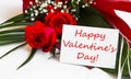Happy valentine`s day tag with red roses Royalty Free Stock Photo