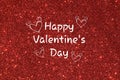 Happy Valentine's Day text on red sparkly background Royalty Free Stock Photo