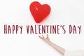 Happy valentine`s day text sign. happy valentines concept. red h