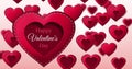 Happy Valentine`s Day text and Stitched Valentines Heart