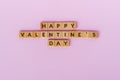 Happy Valentine`s Day text wood blocks