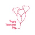 Happy valentine s day with thin line balloon Royalty Free Stock Photo