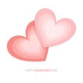 Happy Valentine s day. Two big hearts in vector. Large pink heart isolated on white background. Greeting card or banner for Royalty Free Stock Photo