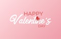 Happy Valentine\'s day typography banner with red heart shape sweet background vector.