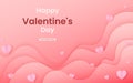 Happy Valentine\'s day. Valentines hearts with Pink gradient background dynamic wavy light and shadow. Royalty Free Stock Photo