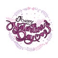 Happy Valentine`s day vector card. Happy Valentines Day lettering on a white background.