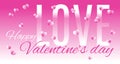 Happy Valentine`s day. Vector illustration. 3d pink paper hearts with word love. Cute love sale banner or greeting card on isolate Royalty Free Stock Photo