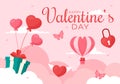 Happy Valentine\'s Day Vector Illustration on February 14 with Heart or Love for Couple Affection in Flat Valentine Holiday