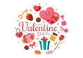 Happy Valentine\'s Day Vector Illustration on February 14 with Heart or Love for Couple Affection in Flat Valentine Holiday