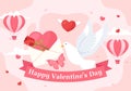 Happy Valentine\'s Day Vector Illustration on February 14 with Heart or Love for Couple Affection in Flat Valentine Holiday