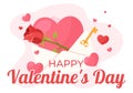 Happy Valentine\'s Day Vector Illustration on February 14 with Heart or Love for Couple Affection in Flat Valentine Holiday