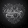 Happy Valentine s Day vector vintage illustration. Sign with sun beams and arrow. Stamps label with sun rays. Valentines Royalty Free Stock Photo