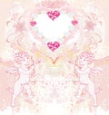 Happy valentine's day vintage card with cupids