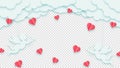 Happy Valentine\'s Day or Woman\'s Day. Clouds or nubes and red hearts with amour or cupid on a