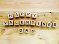 Happy valentine`s day wooden block alphabet letters