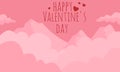 Happy Valentine's Day with a background of mountains and cloudy clouds, with the words Happy Valentine's Day