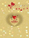 Happy Valentine's day card isolated in golden background