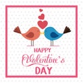 Happy valentines card with cute bird couple in love Royalty Free Stock Photo