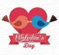 Happy valentines card with cute bird couple in love Royalty Free Stock Photo