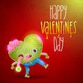 Happy Valentines card with zombie heart.