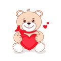 Happy and in love Teddy bear with red hearts Royalty Free Stock Photo
