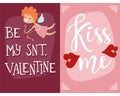 Happy valentines day angel greeting card vector illustration love romance abstract decorative banner.