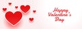 Happy valentines day atractive banner with hearts