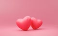 Happy Valentines day background with couple of love concept. Romantic red heart on pink backdrops. 3D rendering Royalty Free Stock Photo