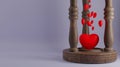 Happy Valentines day background, hourglass with hearts, copy space. Place for text. 3D image, 3D renderin