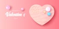 Happy Valentines day background in isometric vector design. Beautiful holiday layout with heart shaped love cake and baloons.