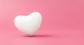 Happy Valentines day background with love concept. Romantic of pure white heart on pink backdrops. 3D rendering