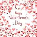 Happy Valentines Day background, red and pink heart confetti - Vector Royalty Free Stock Photo